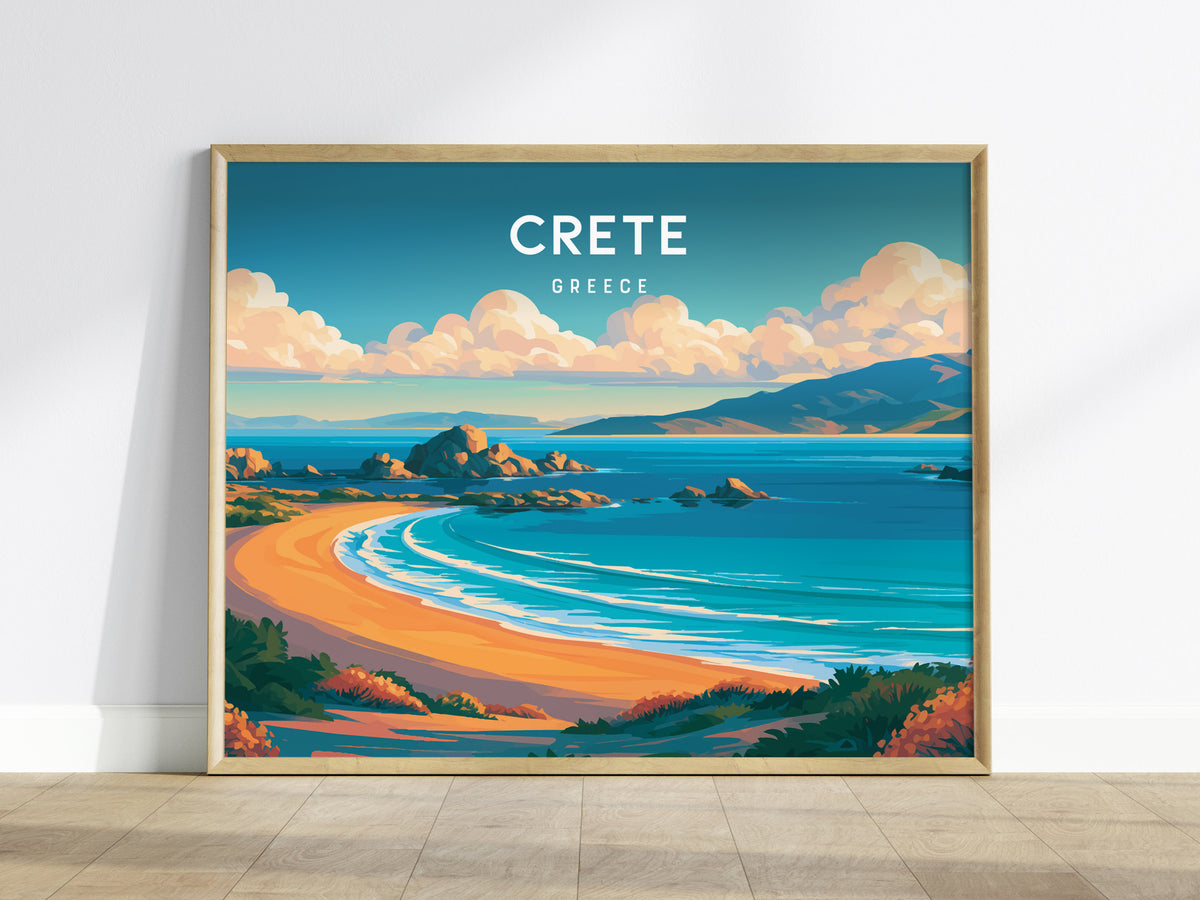 Crete Landscape Poster | Greece Beach House Decor Framed or Unframed Wall Art — framed wall art