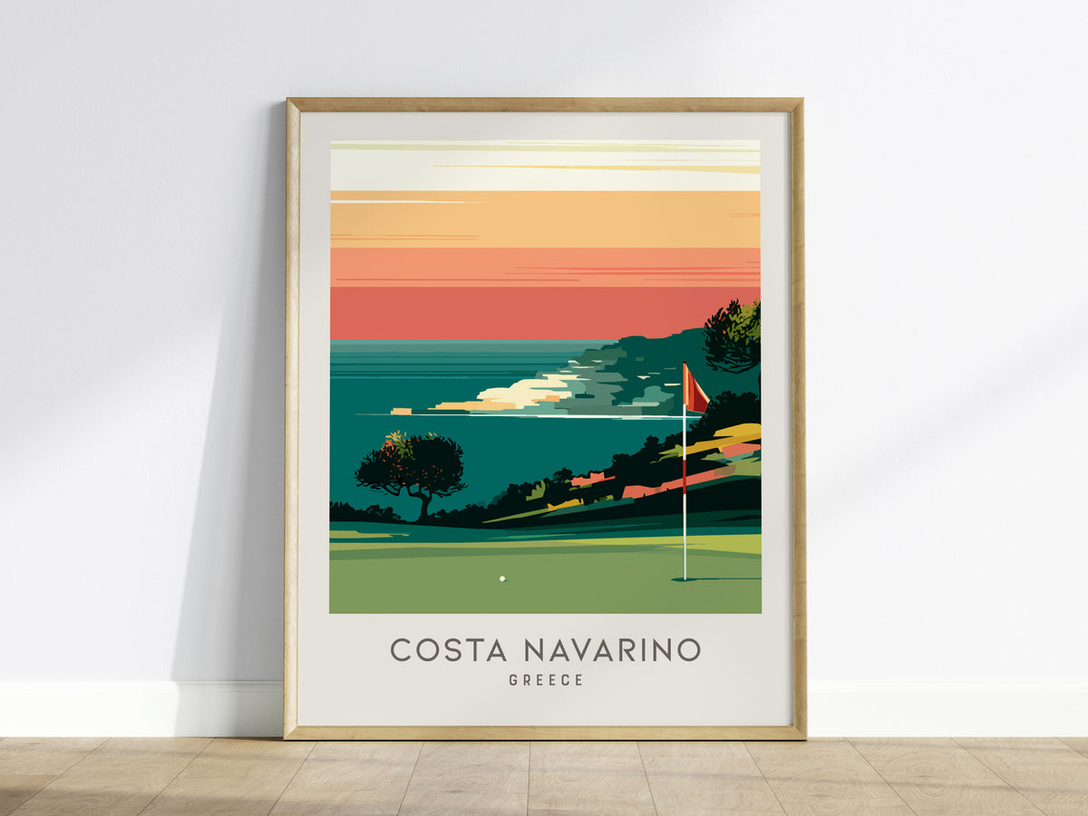 Costa Navarino Matte Border Poster | Greece Golf Course Print & Country Club Decor — framed wall art