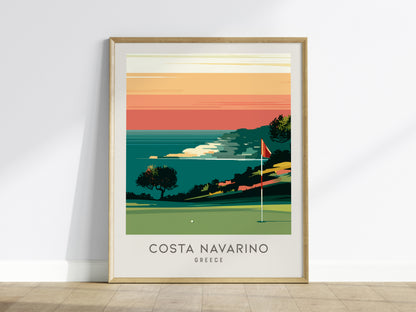 Costa Navarino Matte Border Poster | Greece Golf Course Print & Country Club Decor — framed wall art
