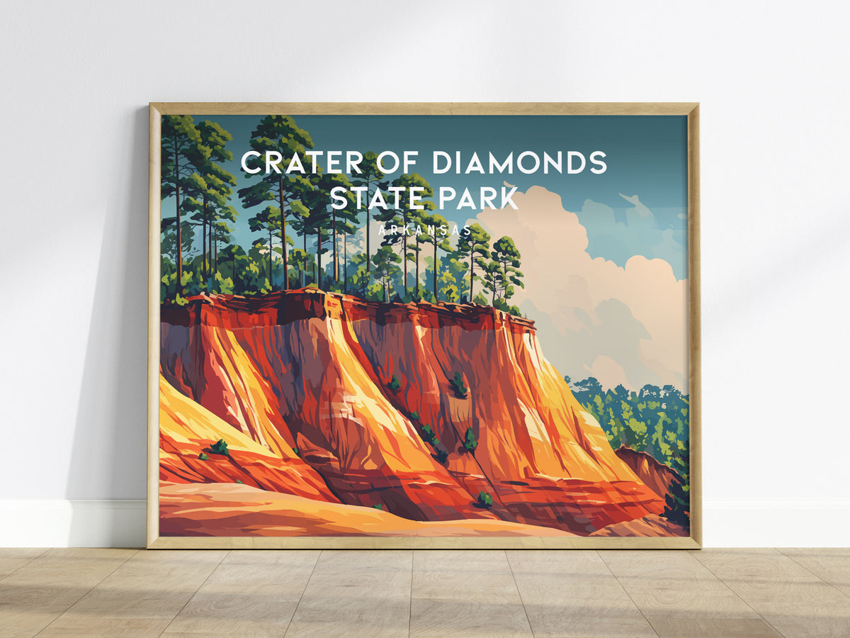 Crater of Diamonds State Park Landscape Poster | Arkansas Gem Hunting Travel Wall Art — framed wall art