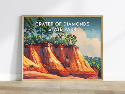 Crater of Diamonds State Park Landscape Poster | Arkansas Gem Hunting Travel Wall Art — framed wall art