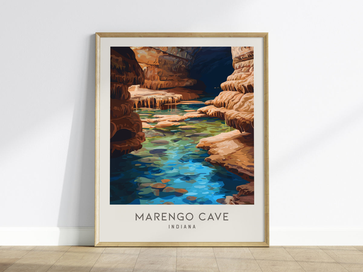 Marengo Cave Matte Border Poster | Indiana Travel Wall Art — framed wall art
