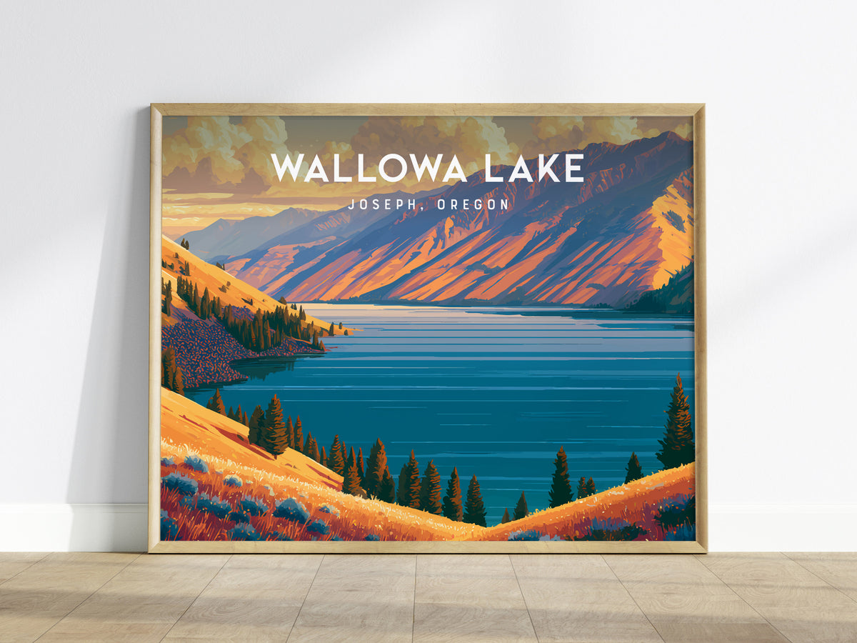 Wallowa Lake Landscape Poster | Joseph, Oregon Vacation Wall Art — framed wall art