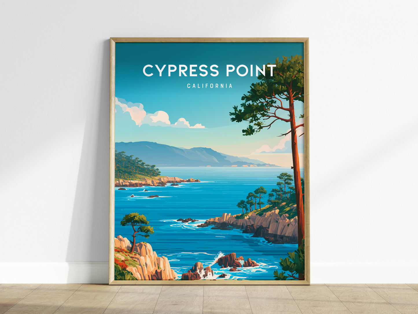 Cypress Point, California Poster | Coastal Beach Decor Travel Gift Wall Art — framed wall art
