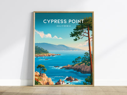 Cypress Point, California Poster | Coastal Beach Decor Travel Gift Wall Art — framed wall art