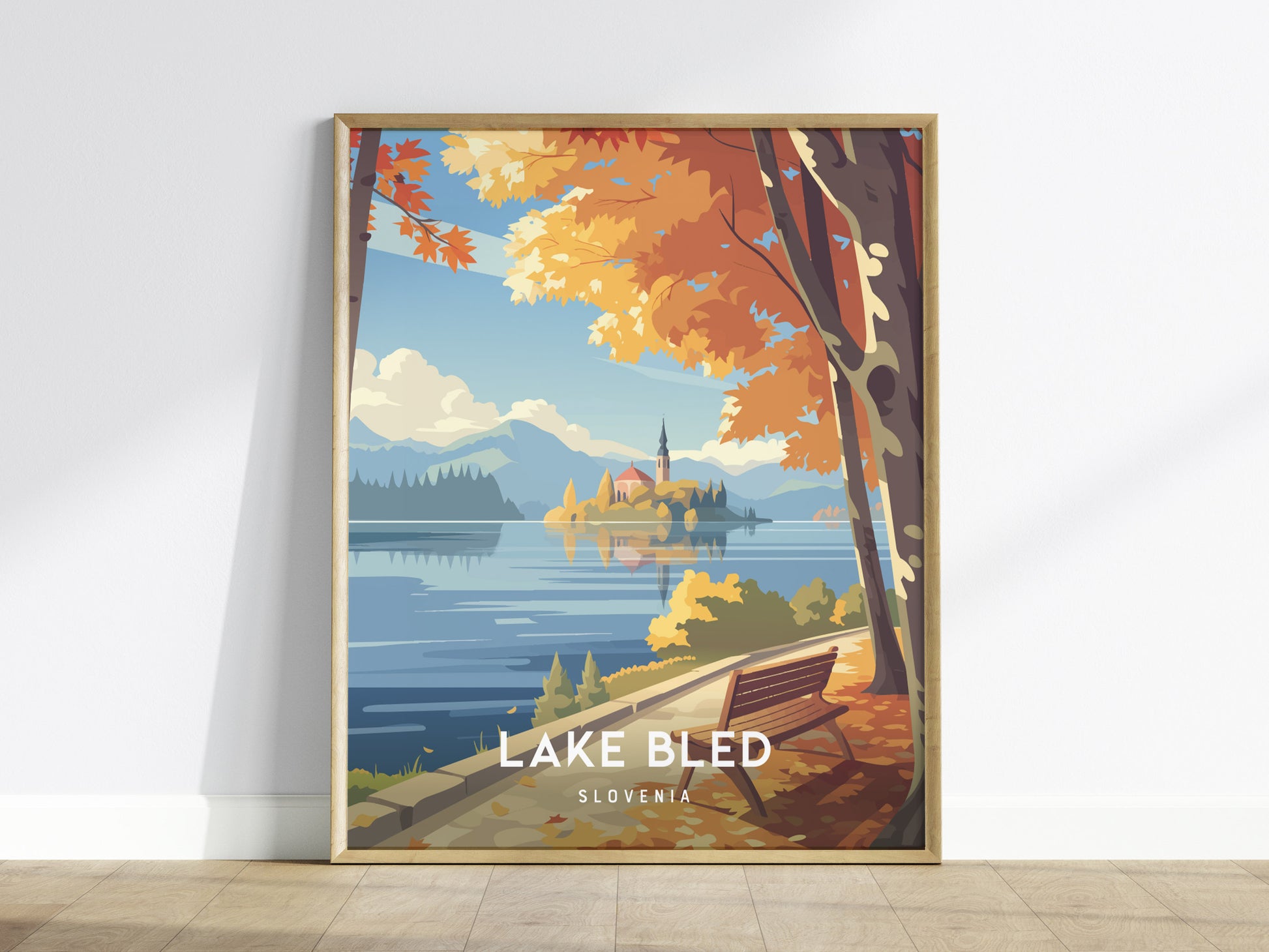Lake Bled, Slovenia Poster | Alpine Island Church Destination Print Wall Art — framed wall art