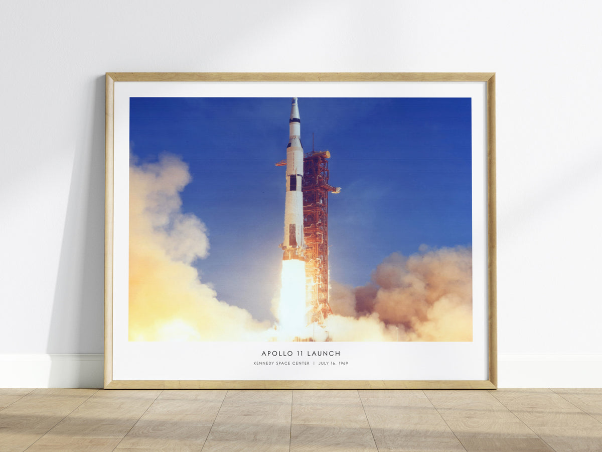 Apollo 11 Launch Landscape Poster | NASA Kennedy Space Center Space Photography Wall Art — framed wall art