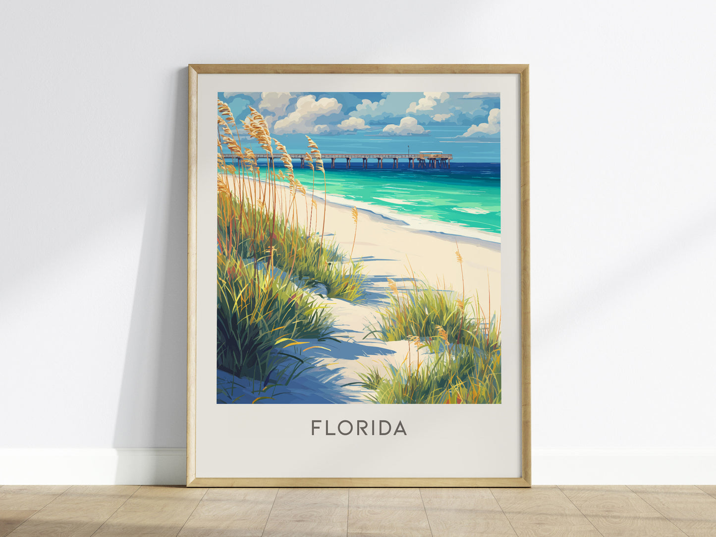 Florida Matte Border Poster | Sunshine State Travel Wall Art — framed wall art