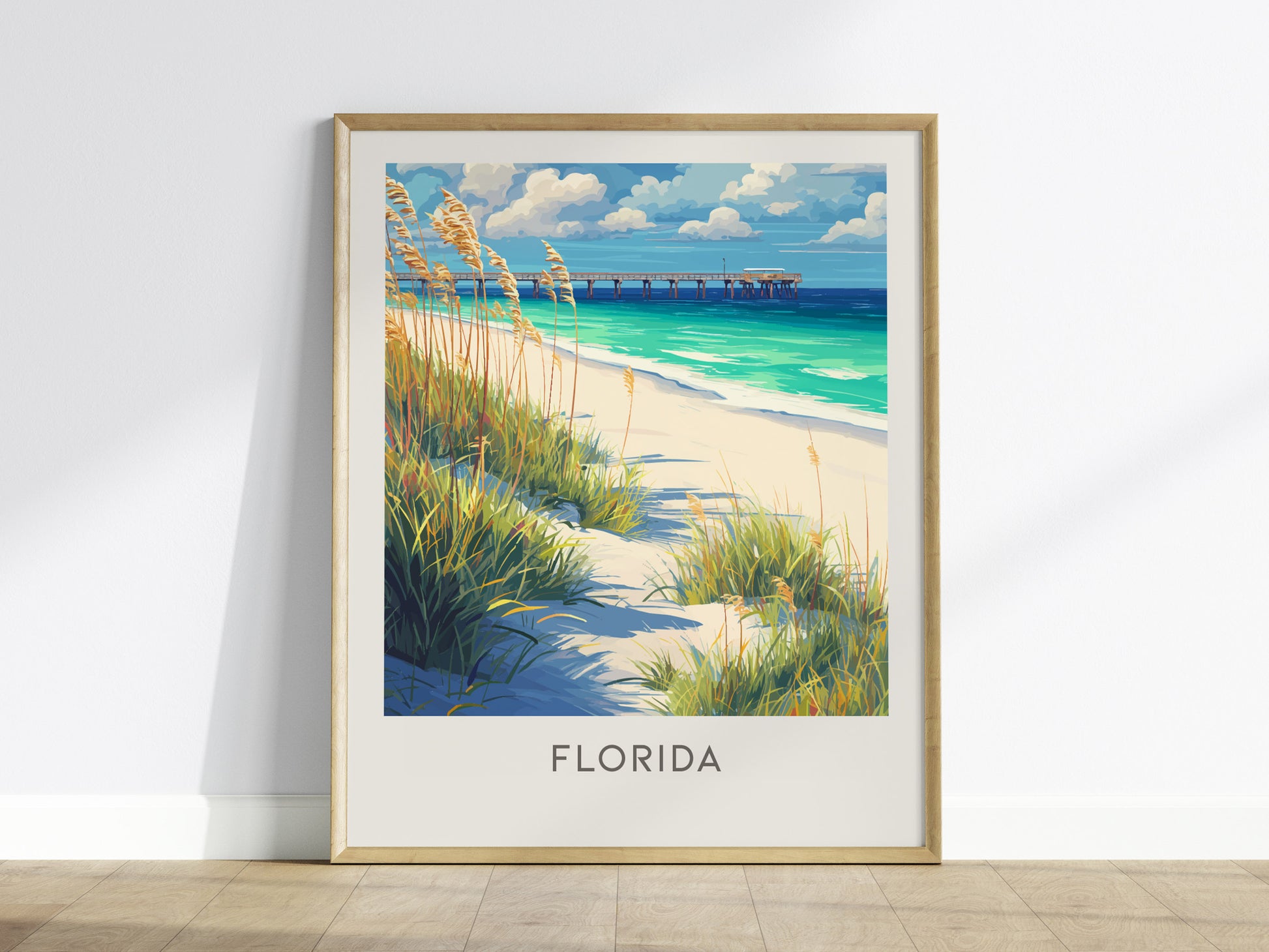 Florida Matte Border Poster | Sunshine State Travel Wall Art — framed wall art