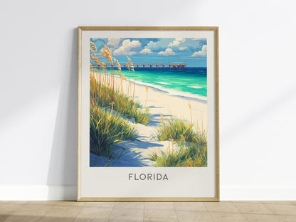 Florida Matte Border Poster | Sunshine State Travel Wall Art — framed wall art
