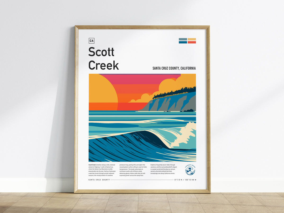 Scott Creek, Santa Cruz County, California Poster | Surf Wall Art & Wave Print Wall Art — framed wall art