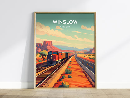 Winslow, Arizona Poster | Route 66 Desert Destination Print Wall Art — framed wall art