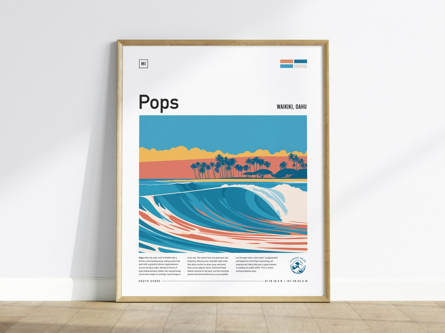 Populars, Hawaii Poster | Golden Hour Surf Break Wall Art — framed wall art