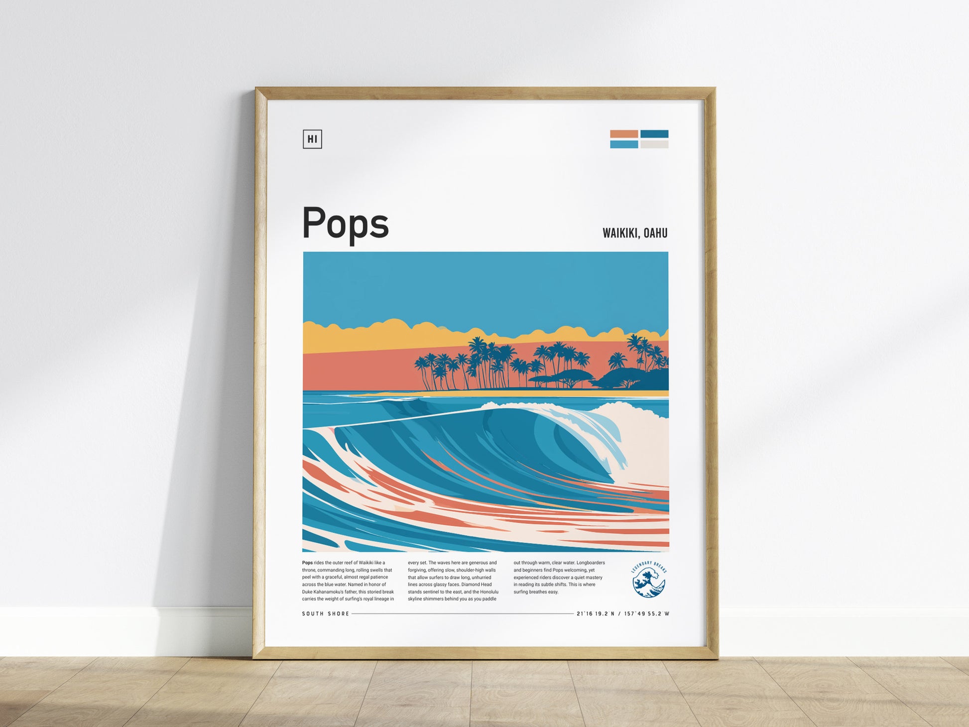 Populars, Hawaii Poster | Golden Hour Surf Break Wall Art — framed wall art