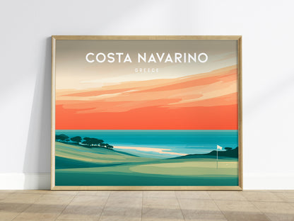 Costa Navarino Landscape Poster | Greece Seaside Golf Course Framed or Unframed Wall Art — framed wall art