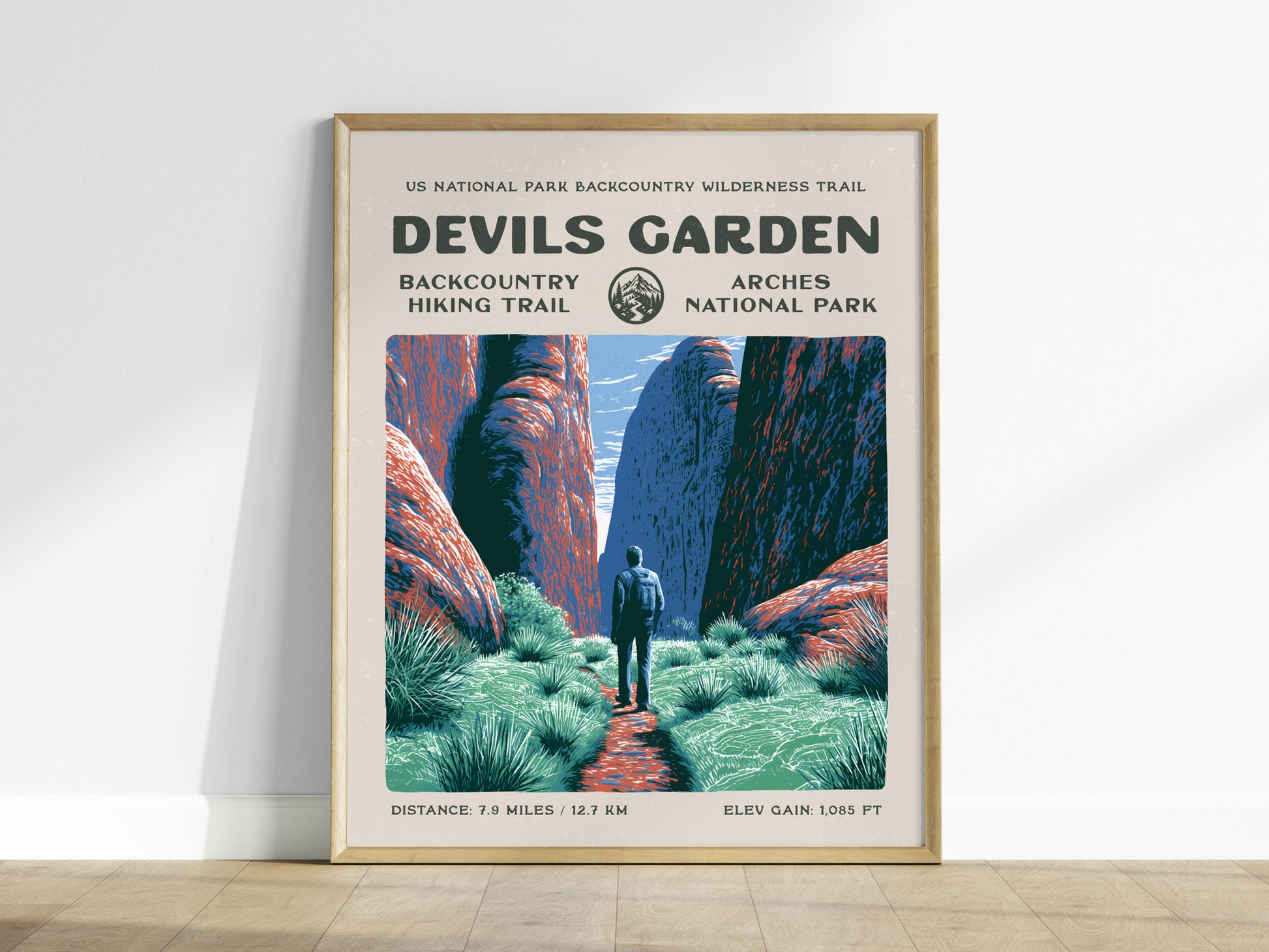 Devils Garden, Arches National Park Poster | Hiker Gift | Sandstone Fins & Arches Wall Art — framed wall art