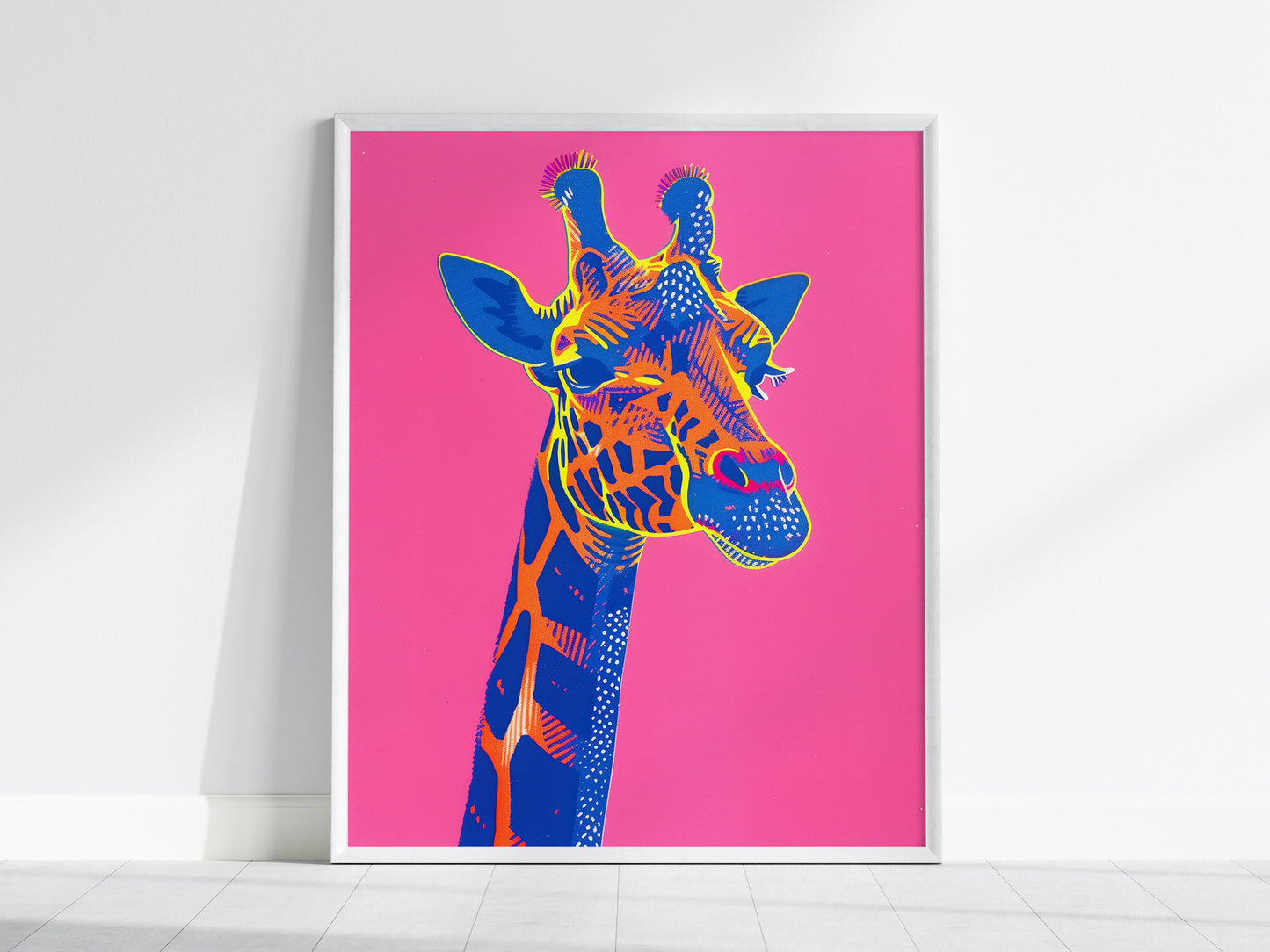 Neon Giraffe Pop Art Poster | Retro 80s Safari Wall Art Print