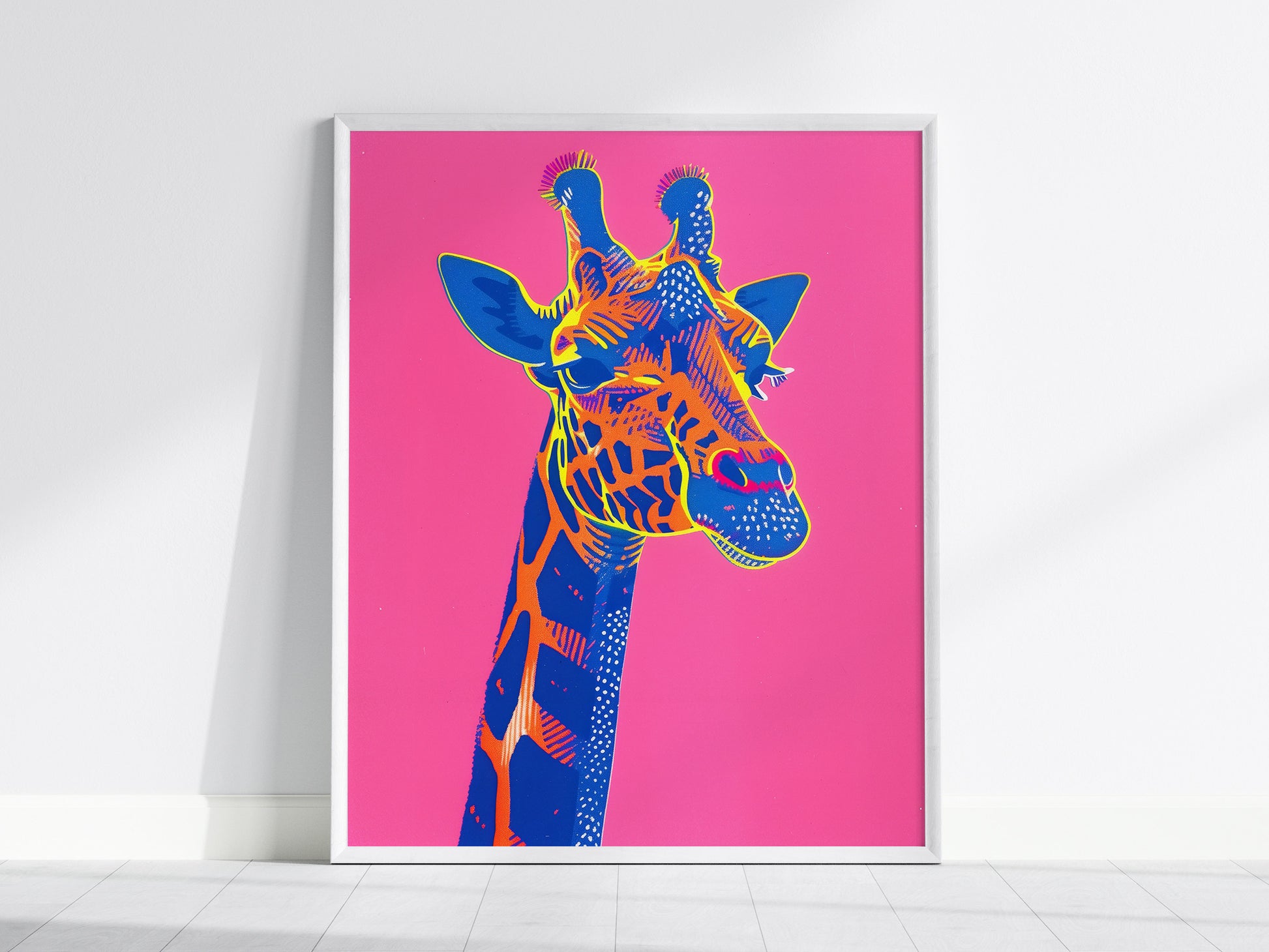 Neon Giraffe Pop Art Poster | Retro 80s Safari Wall Art Print