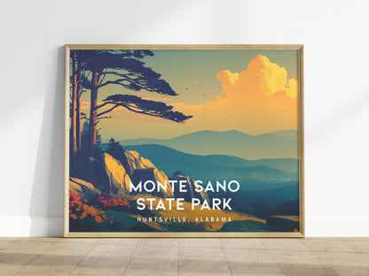 Monte Sano State Park Landscape Poster | Huntsville, Alabama Framed or Unframed Travel Gift Wall Art — framed wall art