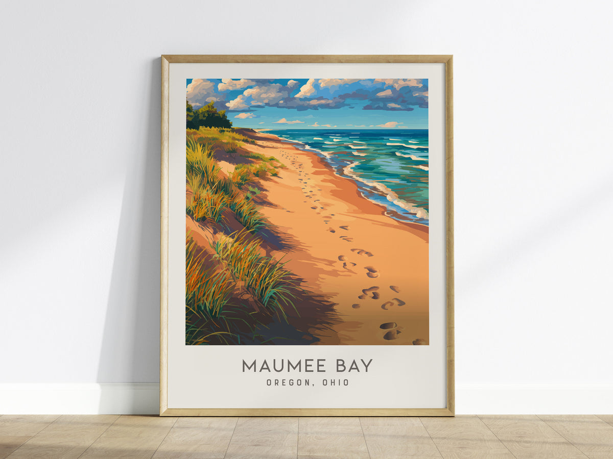 Maumee Bay Matte Border Poster | Oregon, Ohio Coastal Beach Decor Travel Wall Art — framed wall art