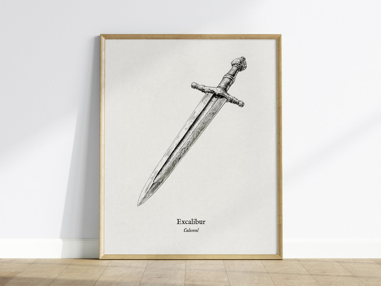 Excalibur Sword Poster | Vintage Calesvol Scientific Illustration Wall Art — framed wall art