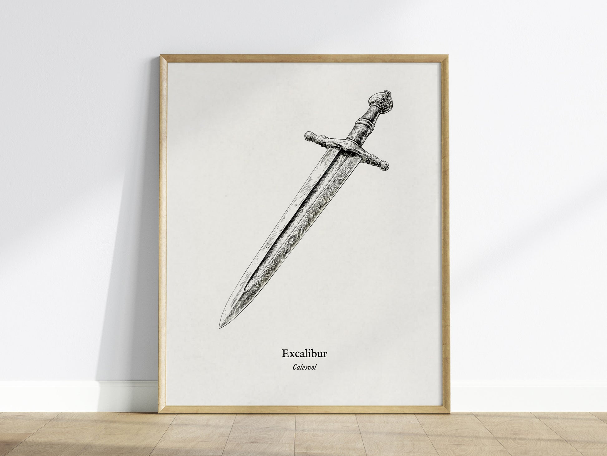 Excalibur Sword Poster | Vintage Calesvol Scientific Illustration Wall Art — framed wall art