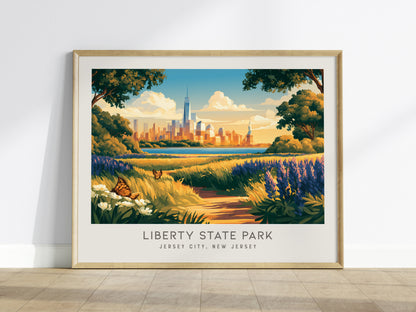 Liberty State Park Landscape Matte Border Poster | Jersey City, New Jersey Framed or Unframed Travel Gift — framed wall art