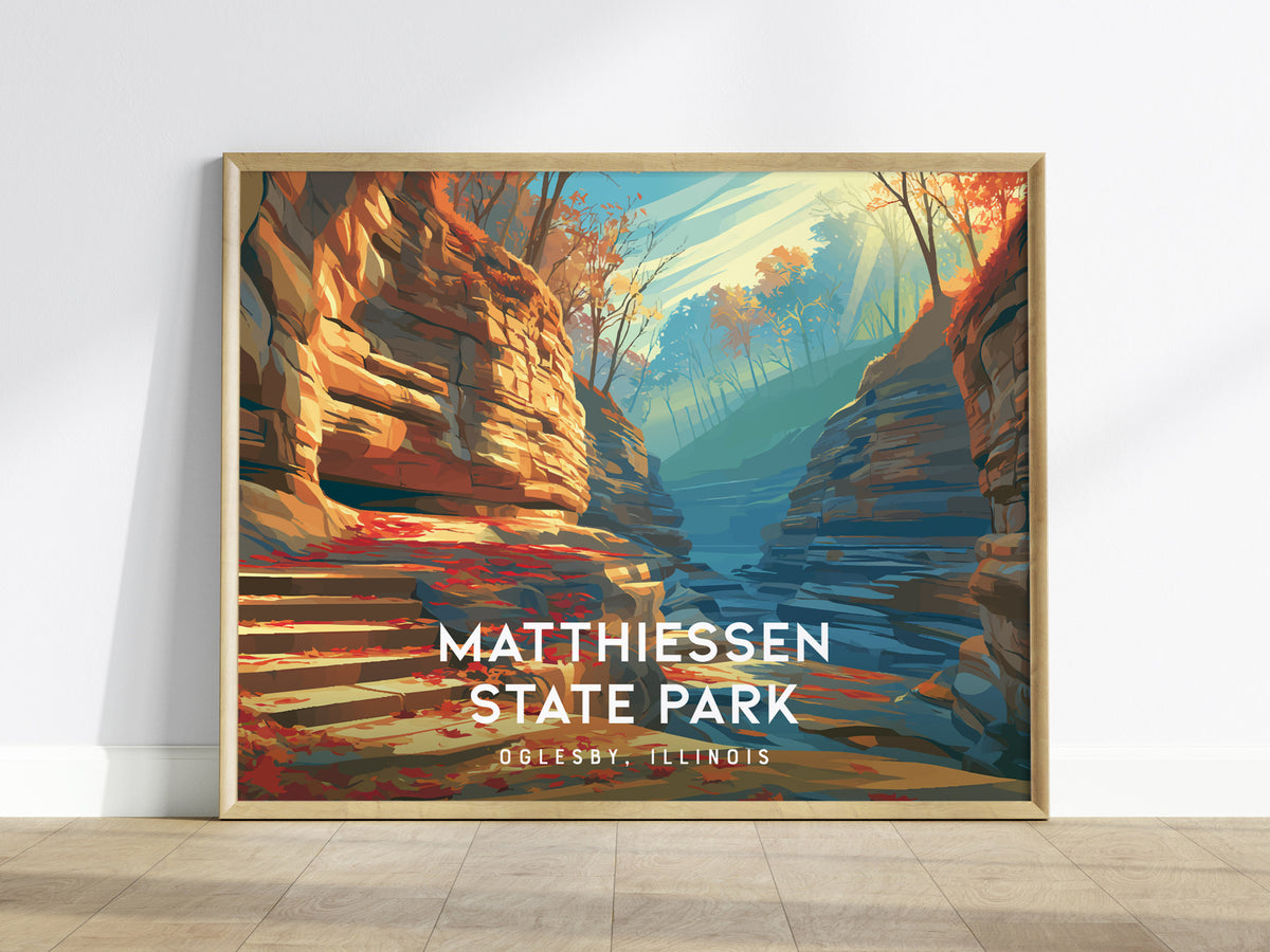 Matthiessen State Park Landscape Poster | Oglesby, Illinois Framed or Unframed Vacation Wall Art — framed wall art