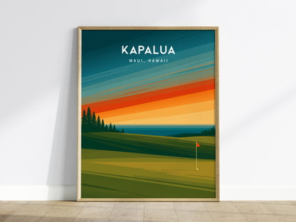 Kapalua Plantation Course, Maui, Hawaii Poster | Tropical Links Golfer Gift Wall Art — framed wall art