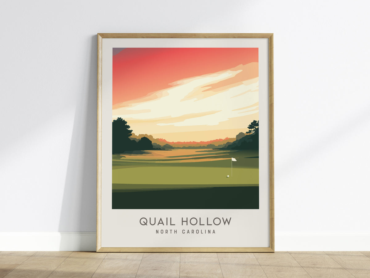 Quail Hollow Matte Border Poster | North Carolina Golf Course Print & Country Club Decor — framed wall art