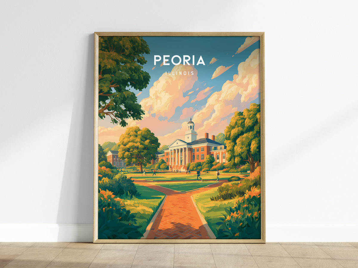 Peoria, Illinois Poster | River City Charm Framed or Unframed Wall Art — framed wall art