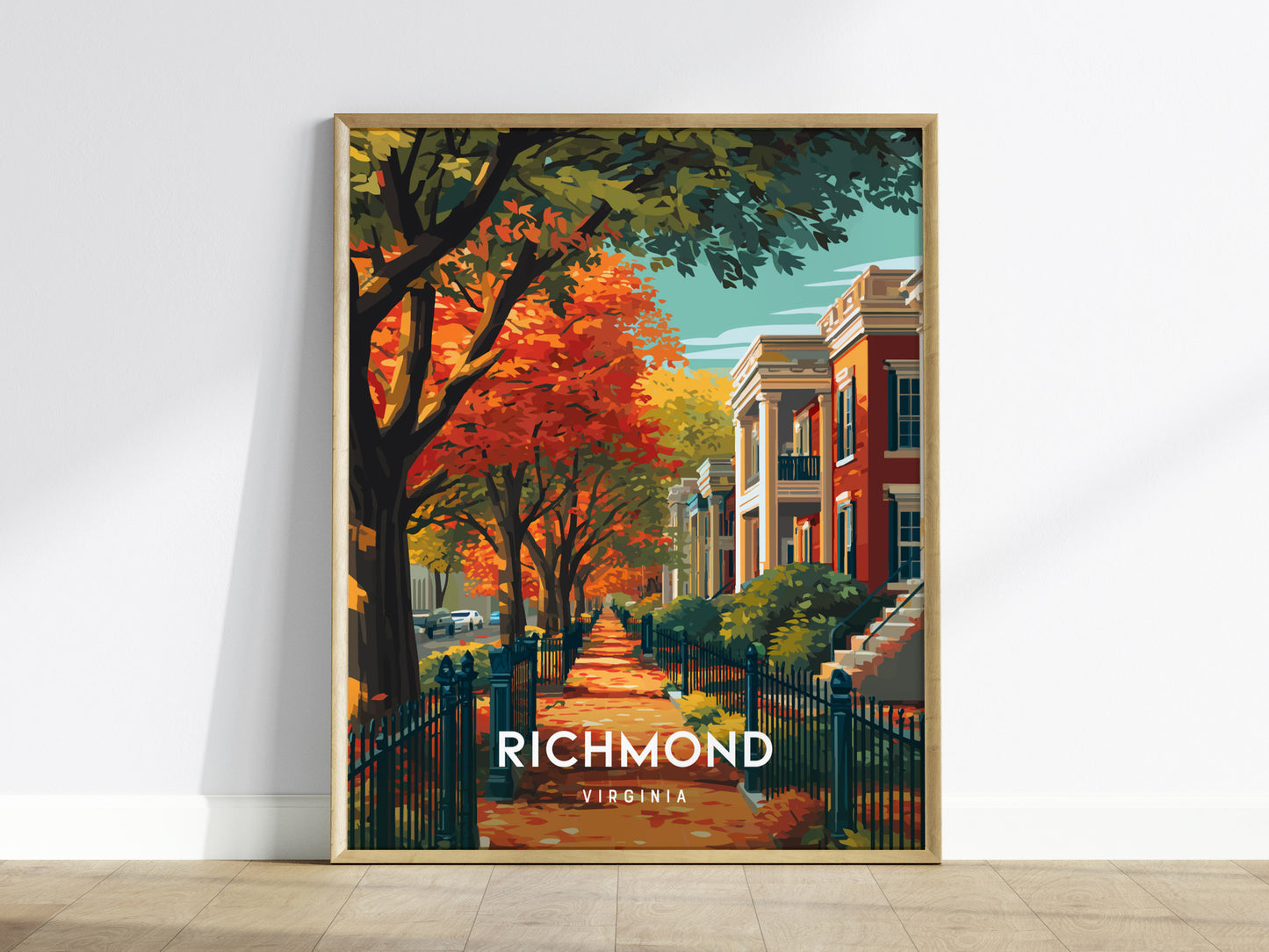 Richmond, Virginia Poster | Historic River City Skyline Travel Wall Art — framed wall art