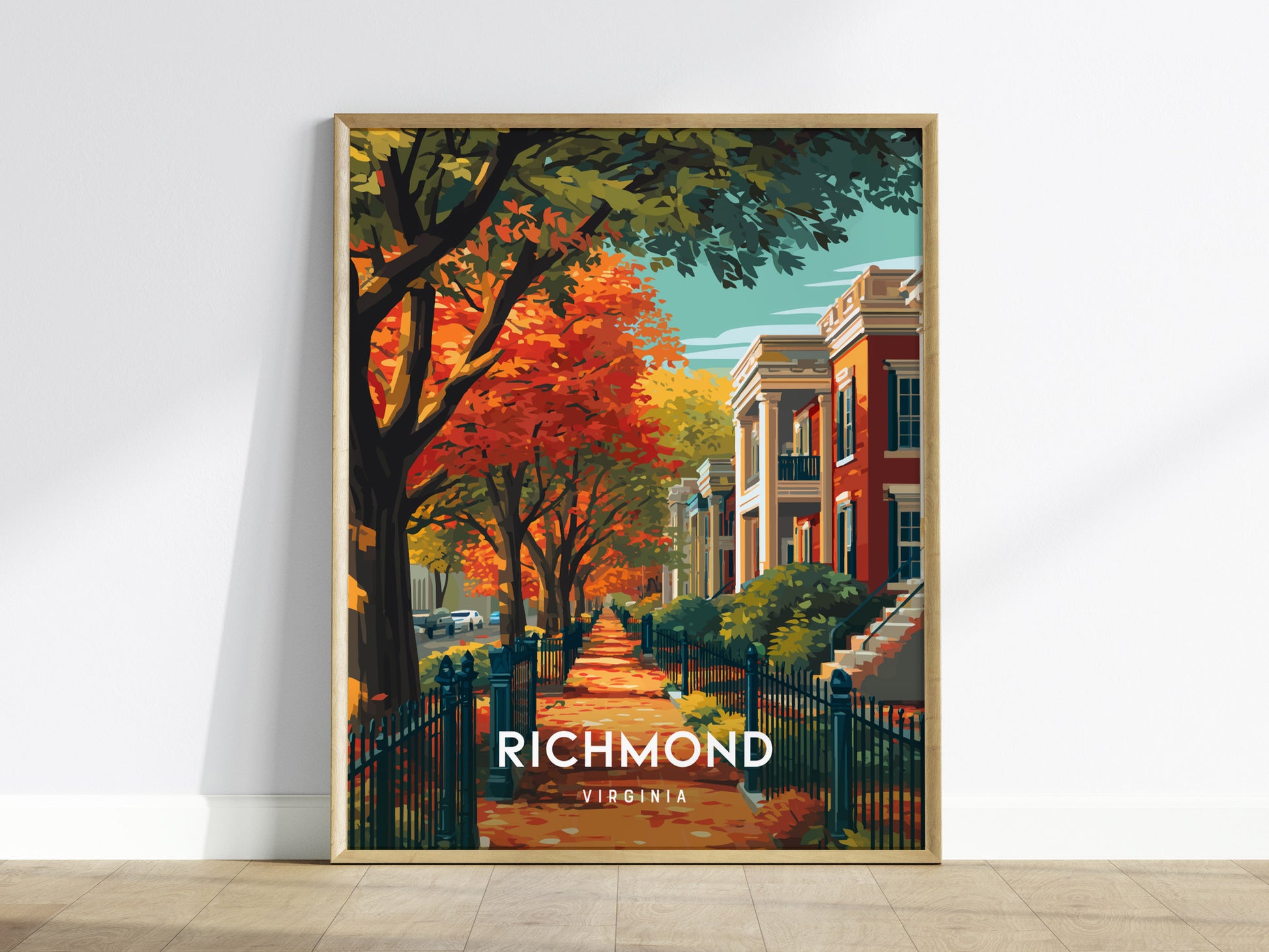 Richmond, Virginia Poster | Historic River City Skyline Travel Wall Art — framed wall art
