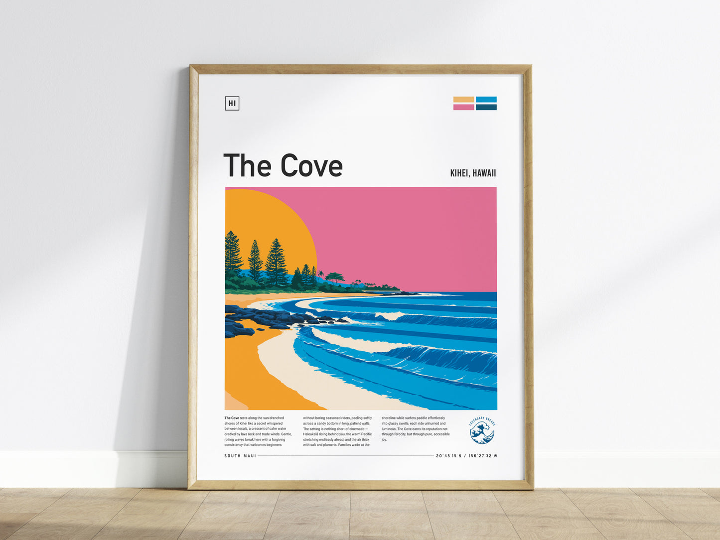 The Cove, Hawaii Poster | Tropical Surf Paradise Cove Wall Art — framed wall art