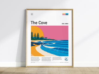 The Cove, Hawaii Poster | Tropical Surf Paradise Cove Wall Art — framed wall art