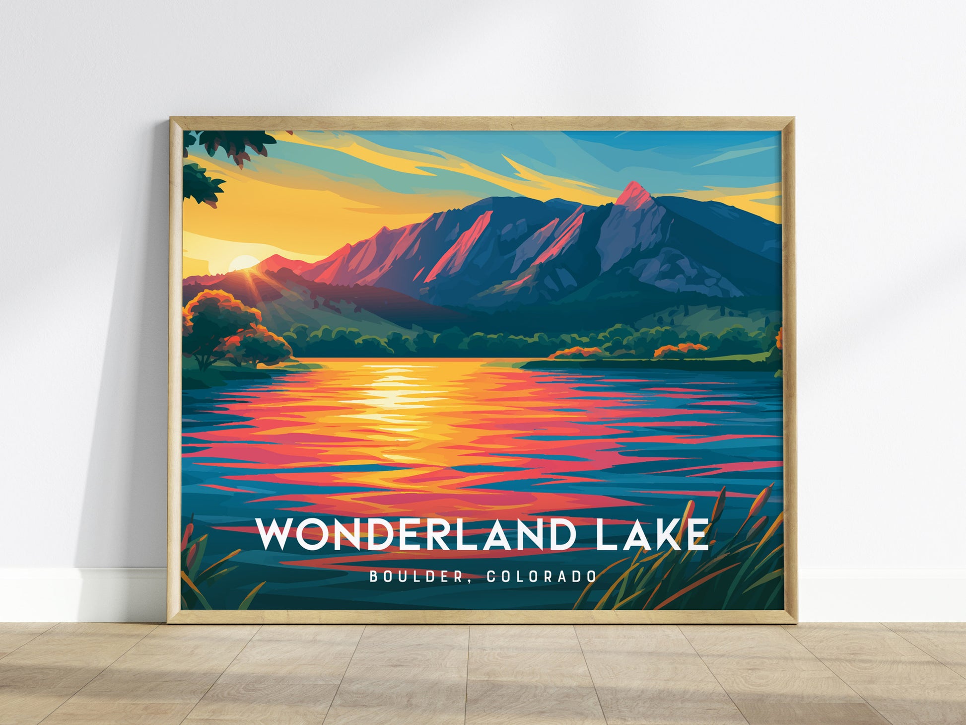 Wonderland Lake Landscape Poster | Boulder, Colorado Travel Wall Art — framed wall art