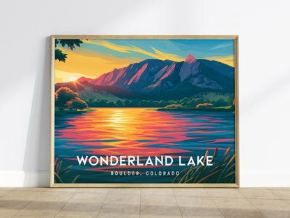 Wonderland Lake Landscape Poster | Boulder, Colorado Travel Wall Art — framed wall art