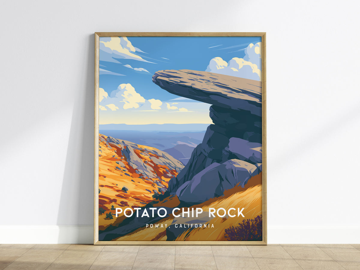 Potato Chip Rock, California Poster | Iconic Balanced Boulder Trail Wall Art — framed wall art