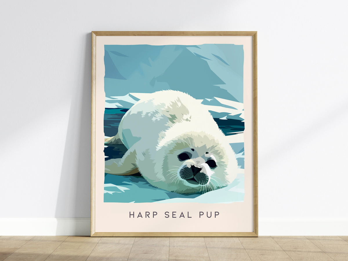 Harp Seal Pup, Pagophilus groenlandicus Poster | Arctic Wildlife Wall Art — framed wall art
