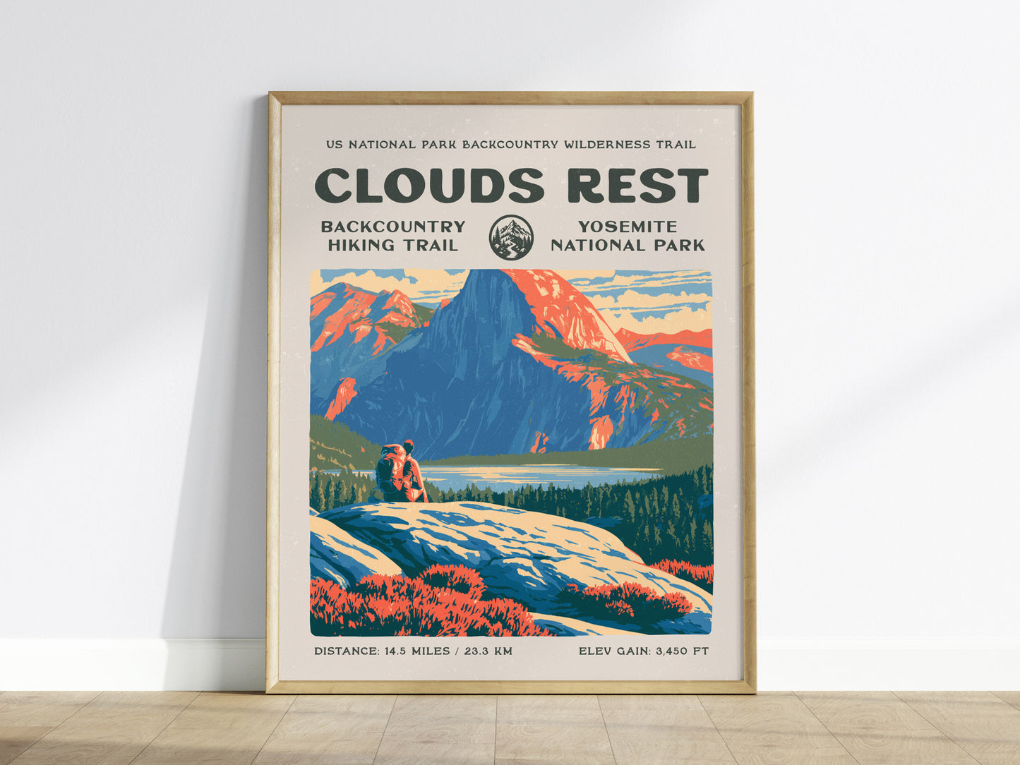 Clouds Rest, Yosemite Poster | Hiker Gift | Above the Granite Horizon Wall Art — framed wall art