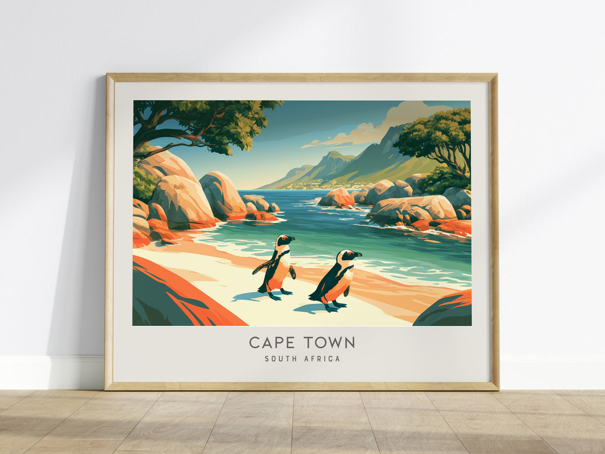 Cape Town Landscape Matte Border Poster | South Africa Vacation Wall Art — framed wall art