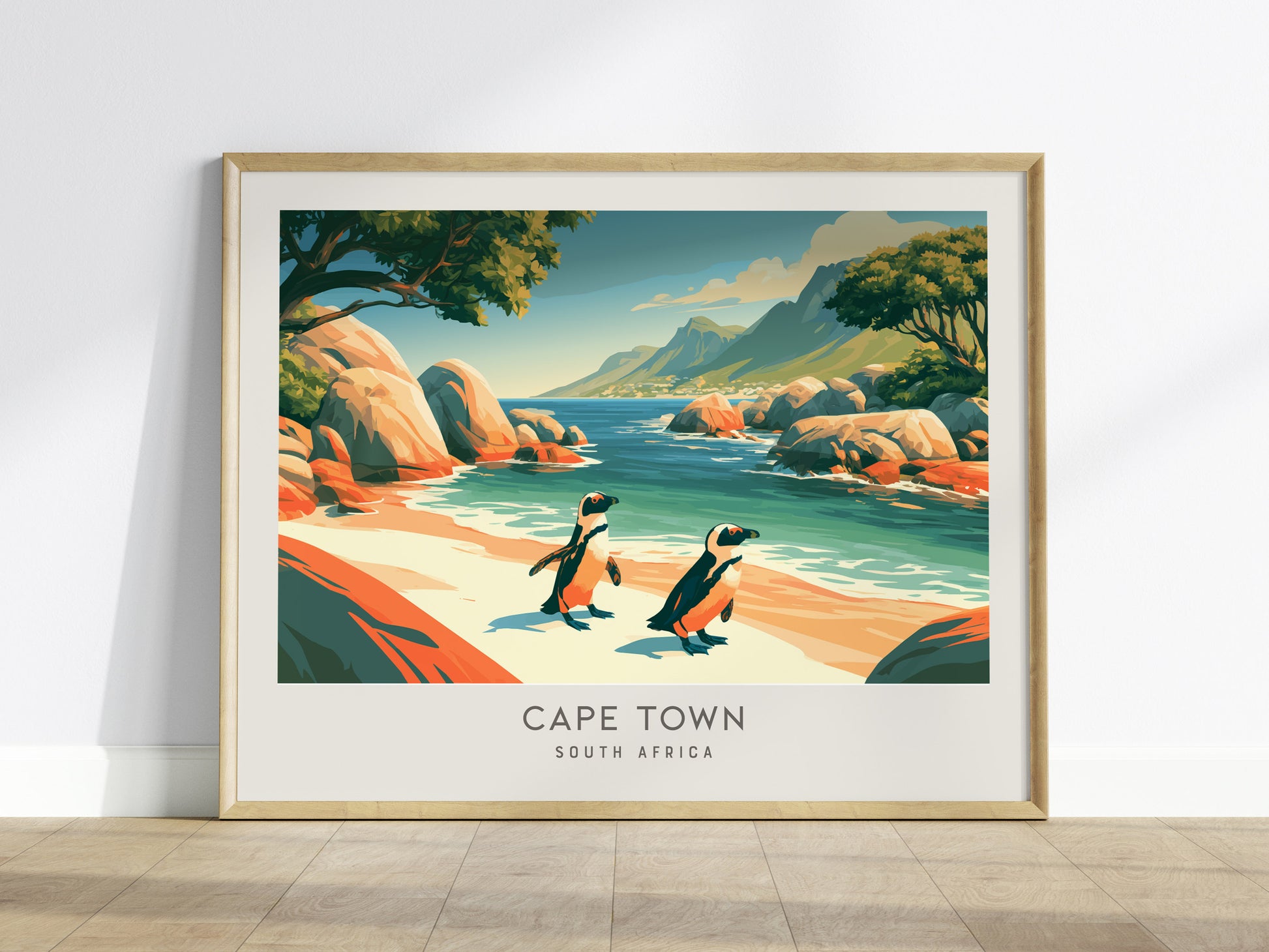Cape Town Landscape Matte Border Poster | South Africa Vacation Wall Art — framed wall art