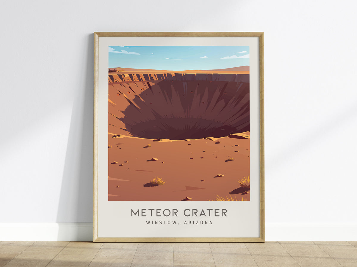 Meteor Crater Matte Border Poster | Winslow, Arizona Destination Print — framed wall art
