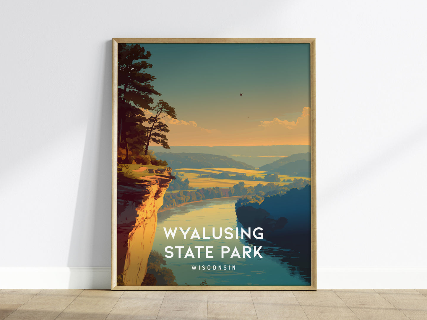 Wyalusing State Park, Wisconsin Poster | Bluffs & River Valley Vista Wall Art — framed wall art