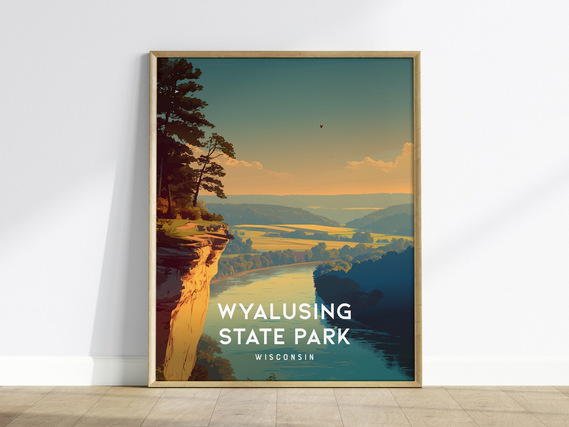 Wyalusing State Park, Wisconsin Poster | Bluffs & River Valley Vista Wall Art — framed wall art