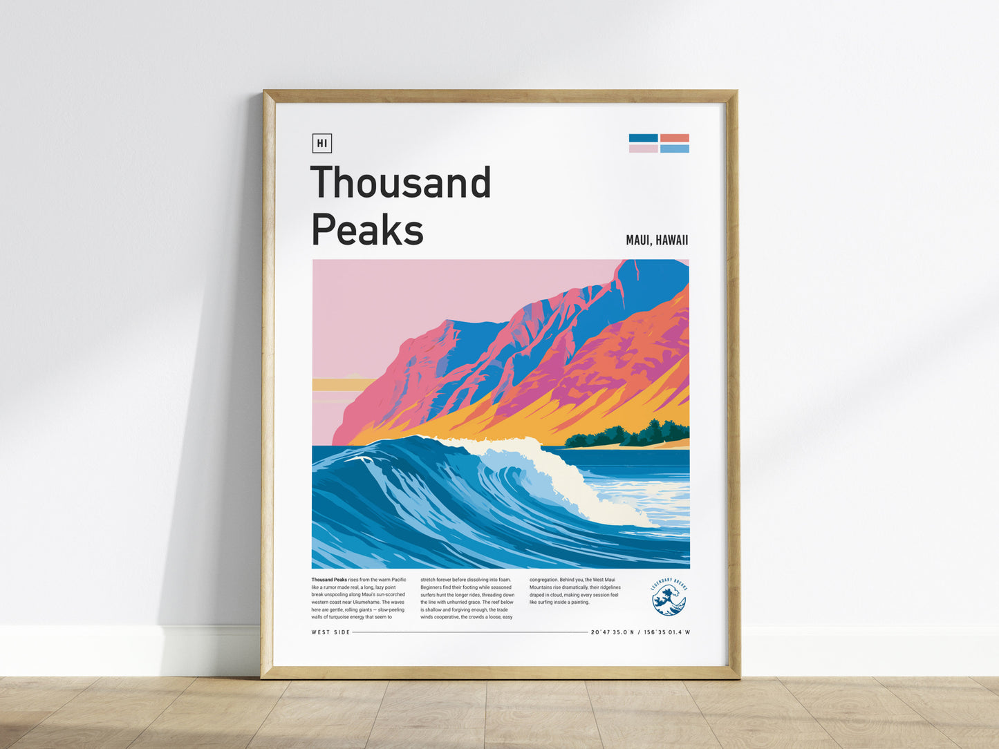 Thousand Peaks, Hawaii Poster | Tropical Surf Break Paradise Wall Art — framed wall art