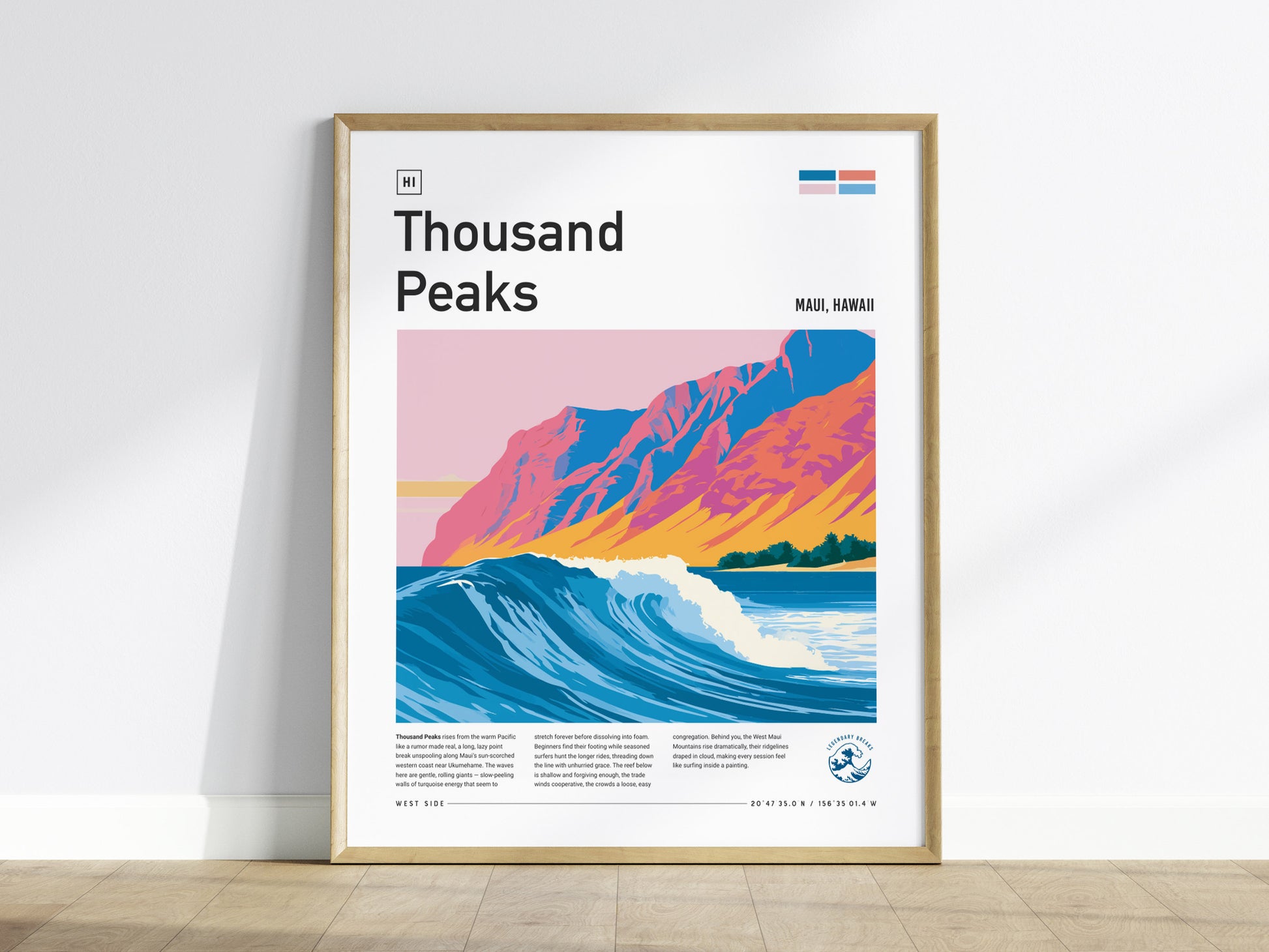 Thousand Peaks, Hawaii Poster | Tropical Surf Break Paradise Wall Art — framed wall art