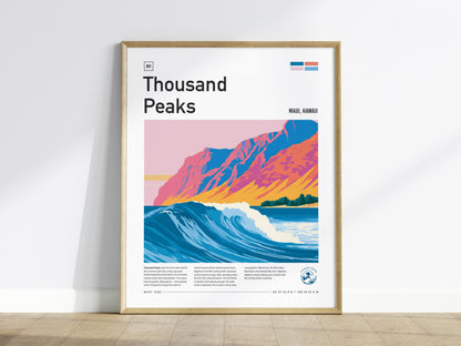 Thousand Peaks, Hawaii Poster | Tropical Surf Break Paradise Wall Art — framed wall art
