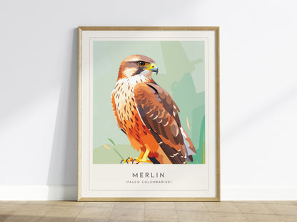 Merlin Bird Poster | Compact Falcon in Flight Wall Art — framed wall art