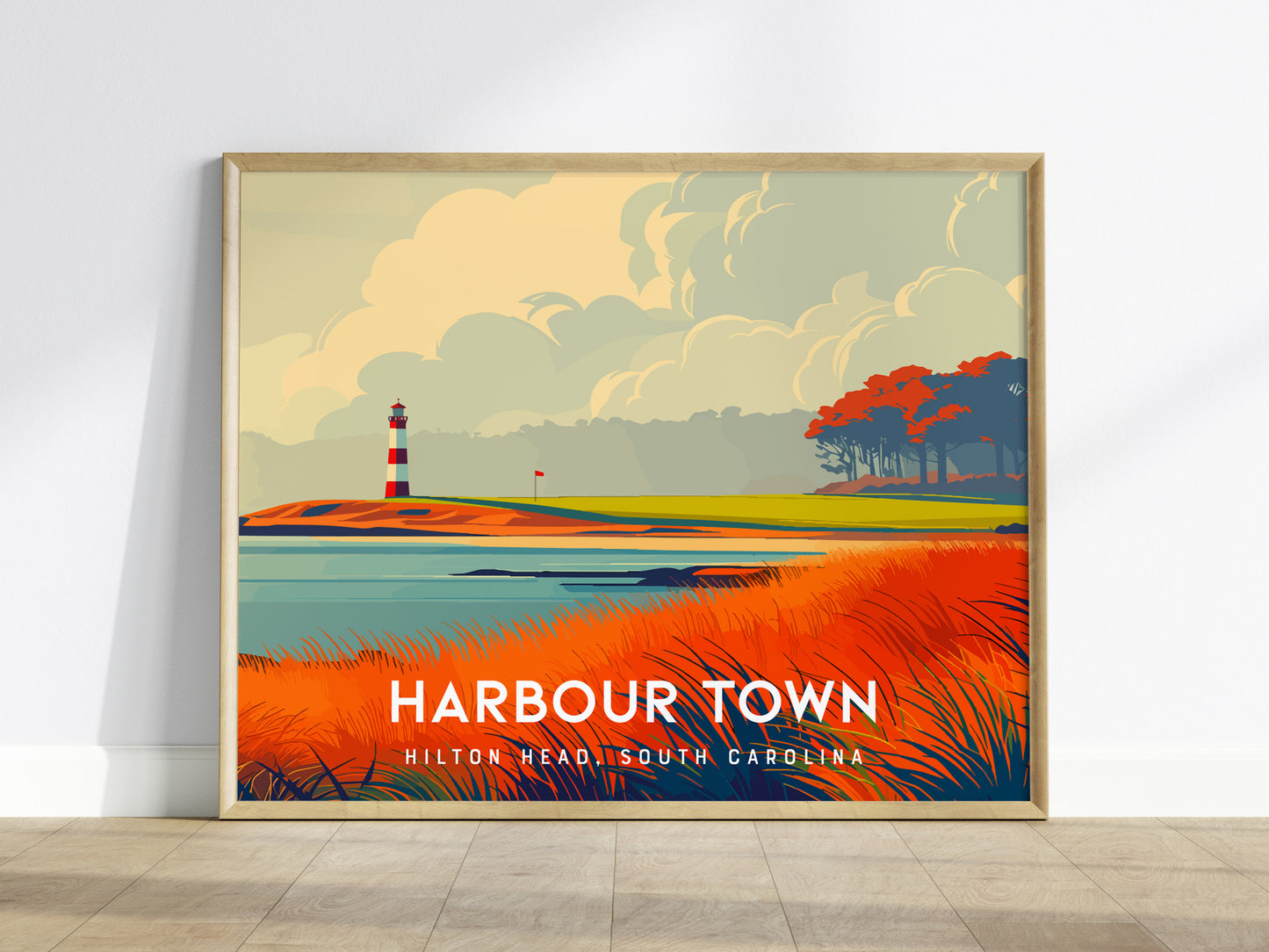 Harbour Town Golf Links Landscape, Hilton Head, South Carolina Poster | Country Club Decor & Links Wall Art — framed wall art